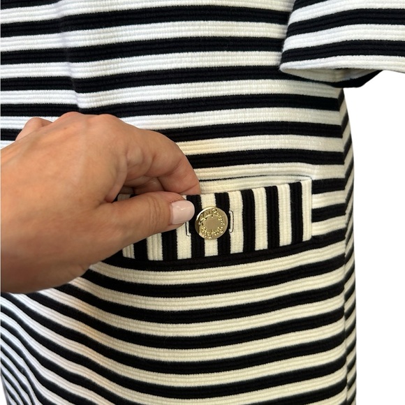 EUC LILLY PULITZER BLACK/WHITE STRIPED ALDEN DRESS, SZ S - Picture 6 of 7